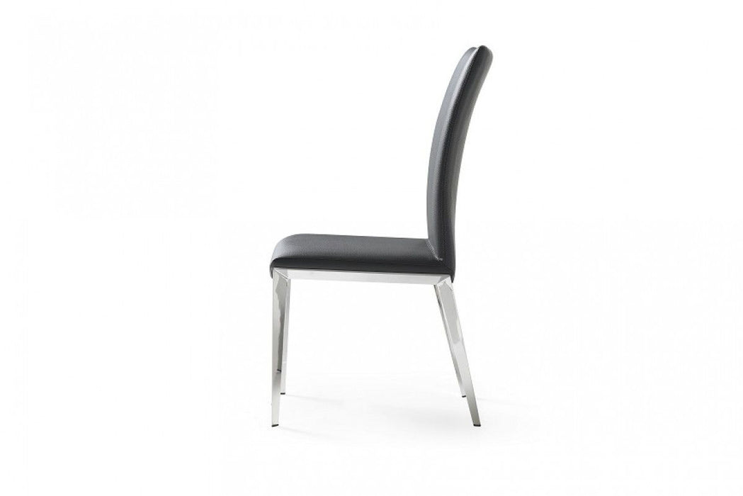 Upholstered Faux Leather Dining Side Chairs (Set of 2) - Dark Gray