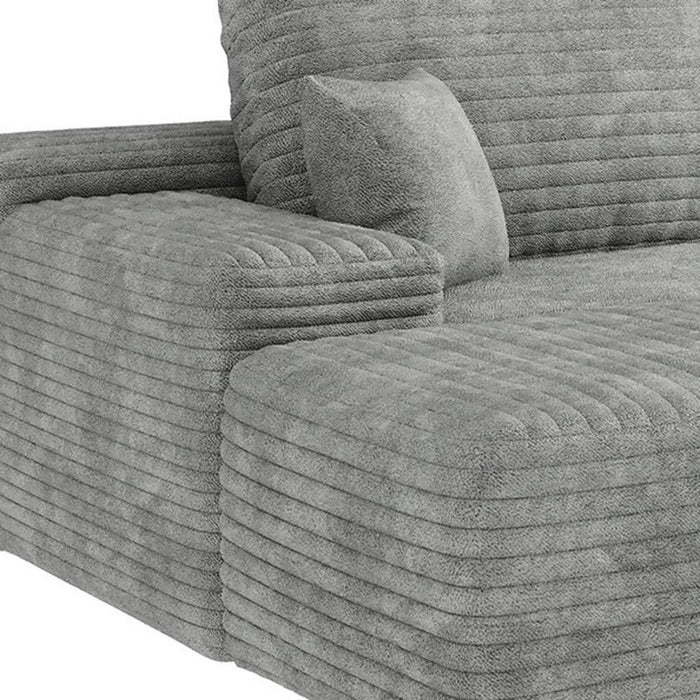 2 Piece Living Room Set Corduroy Modular Compression Foam Sofa & Ottoman Toss Pillows - Gray