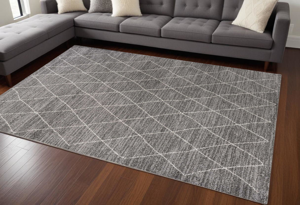 8' x 11' Machine Woven Geometric Indoor Area Rug - Gray