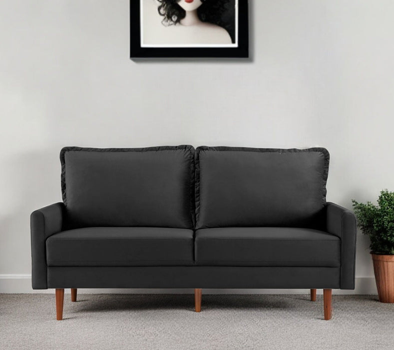 Sofa Velvet With Dark Brown Legs - Black