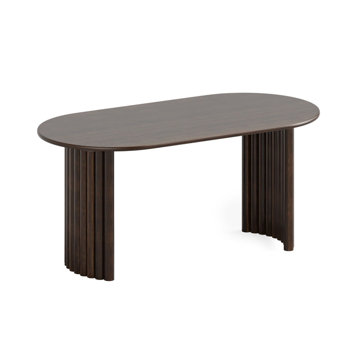 67" Solid Wood Double Pedestal Base Oval Dining Table - Walnut