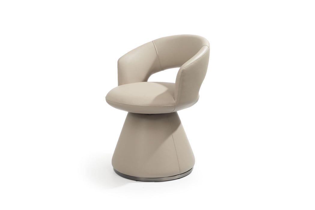 Faux Leather Steel Open Back Swivel Dining Arm Chair - Gray