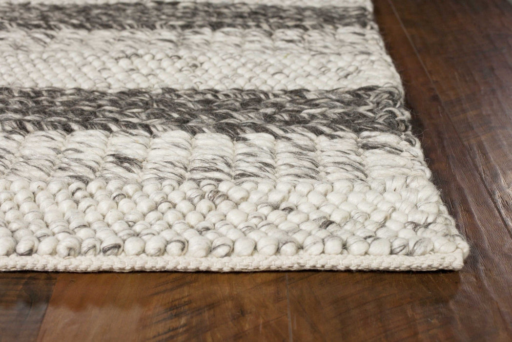 5' x 7' Hand Woven Knobby Stripes Indoor Area Rug - Gray White