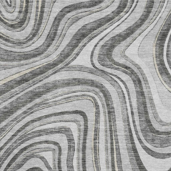 10' X 14' Marble Washable Area Rug With UV Protection - Gray And Ivory