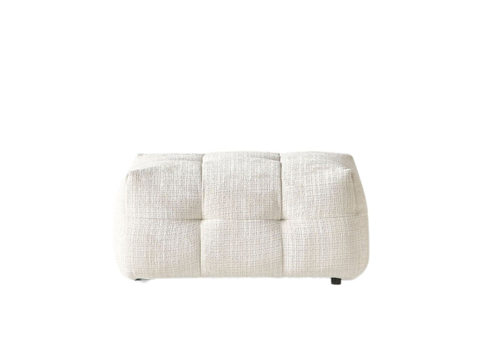 Chenille Tufted Pouf Ottoman - Beige / Black