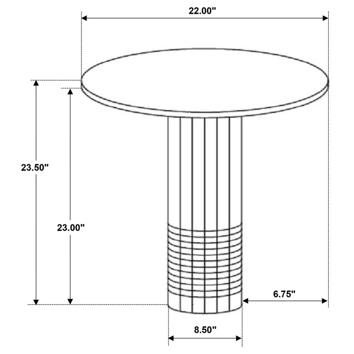 CoasterEveryday Astoria round white genuine marble side end table with pedestal base
