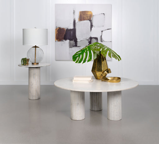 CoasterEveryday Astoria 2-piece white marble coffee and end table set