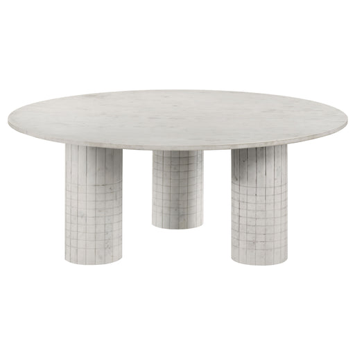 Astoria Round genuine marble coffee table in white by CoasterEveryday