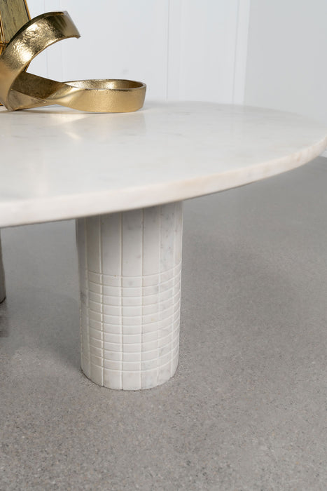 Astoria Round Genuine Marble Coffee Table in white by CoasterEveryday
