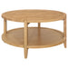 CoasterEveryday Camillo 3-piece round coffee and end table set in maple finish