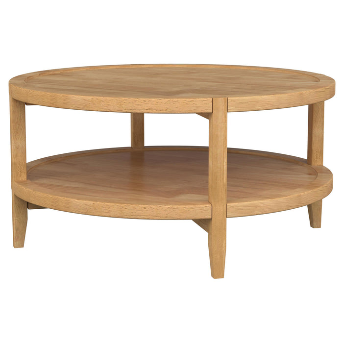 Camillo 3-piece round coffee and end table set in maple by CoasterEveryday