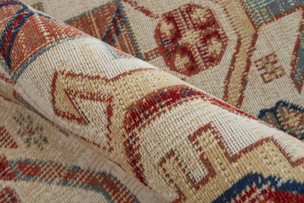 12.8' x 15' Abstract Power Loom Distressed Area Rug - Red Beige
