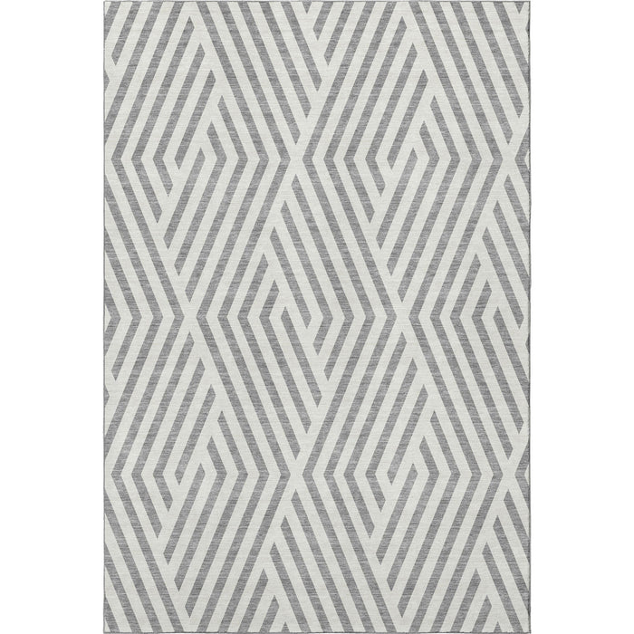 8' X 10' Geometric Washable Area Rug With UV Protection (648542) - Gray / Ivory