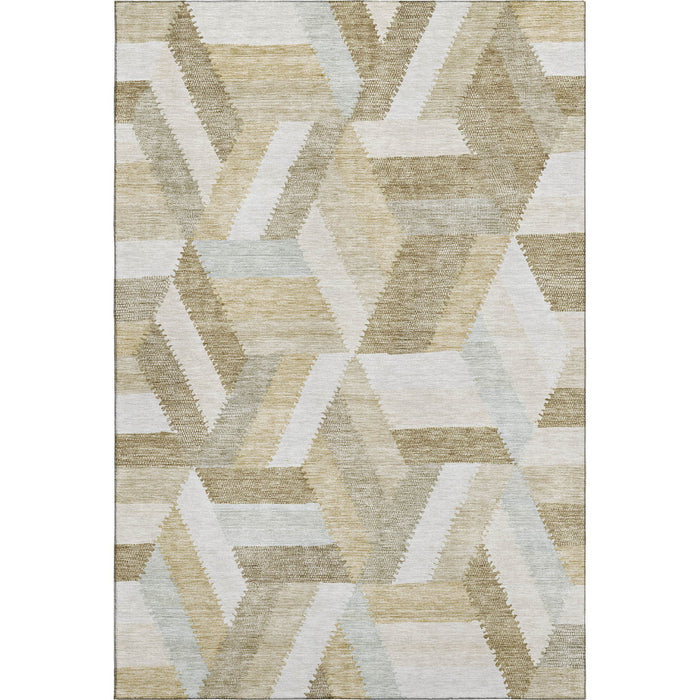 10' X 14' Geometric Washable Area Rug With UV Protection (692460) - Tan / Ivory / Brown