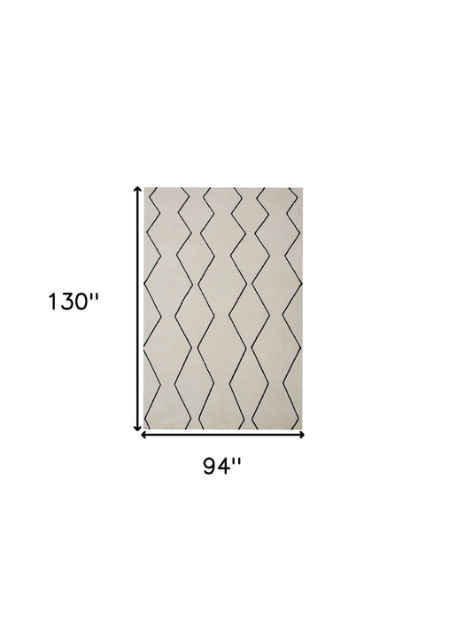 8' x 11' Geometric Power Loom Distressed Non Skid Area Rug - Beige And Black