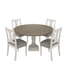 Giga Tannen round 5-piece dining table set with white and gray finish, includes four chairs and a central table, modern dining room set.