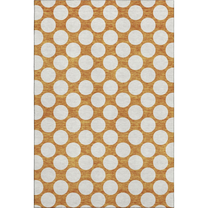10' X 14' Polka Dot Washable Area Rug With UV Protection (673243) - Orange / Ivory
