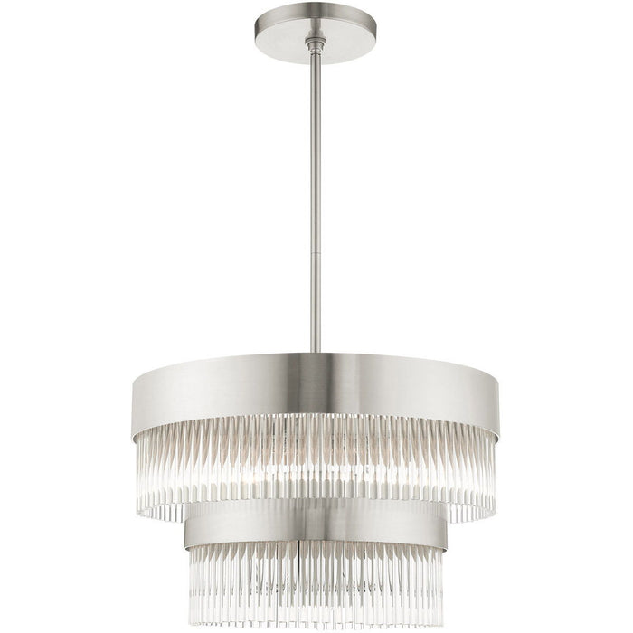 23" Five Light Dimmable Chandelier With Shades - Nickel
