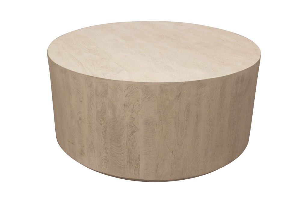 36" Solid Wood Round Distressed Coffee Table - Natural