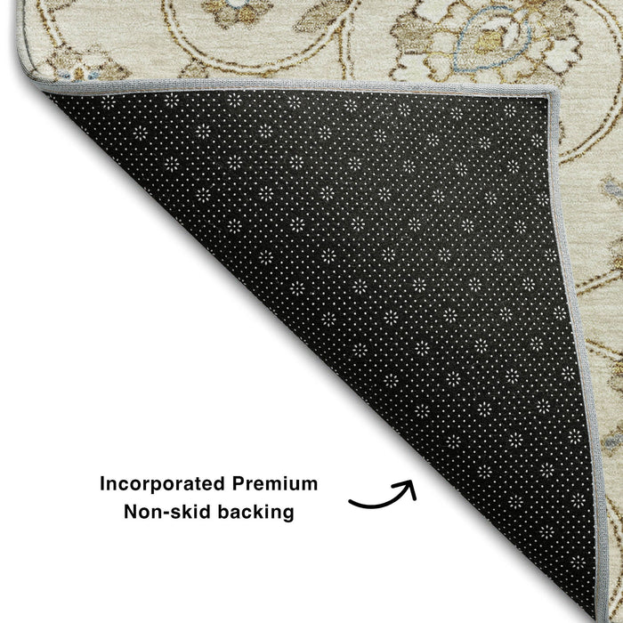 10' X 14' Moroccan Washable Area Rug With UV Protection (686813) - Ivory / Copper / Gray