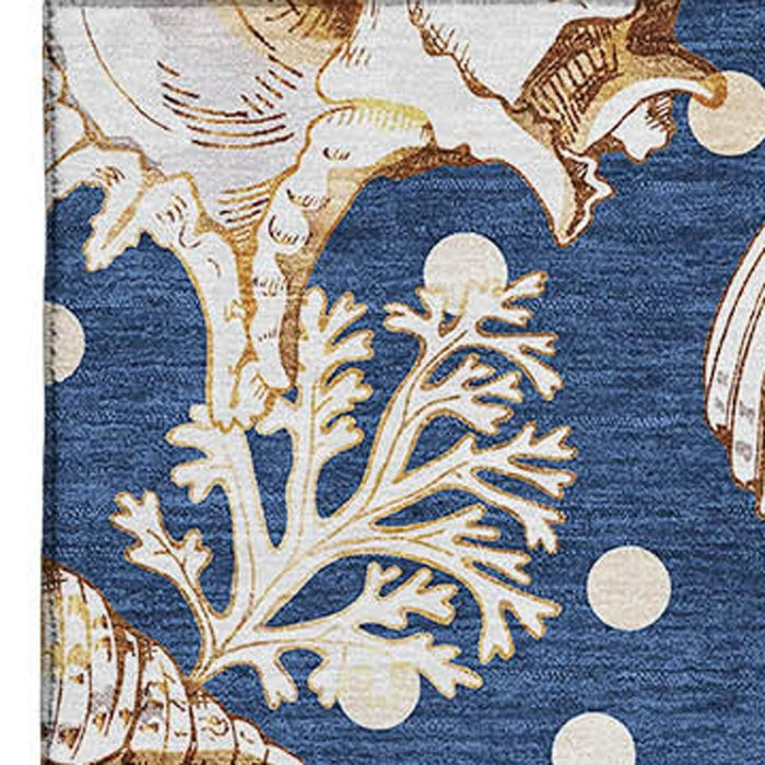 3' X 5' Geometric Washable Area Rug With UV Protection (645817) - Blue / Ivory / Beige