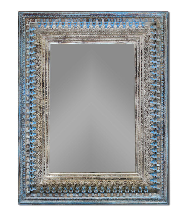 50" Solid Framed Accent Mirror - Blue / Silver