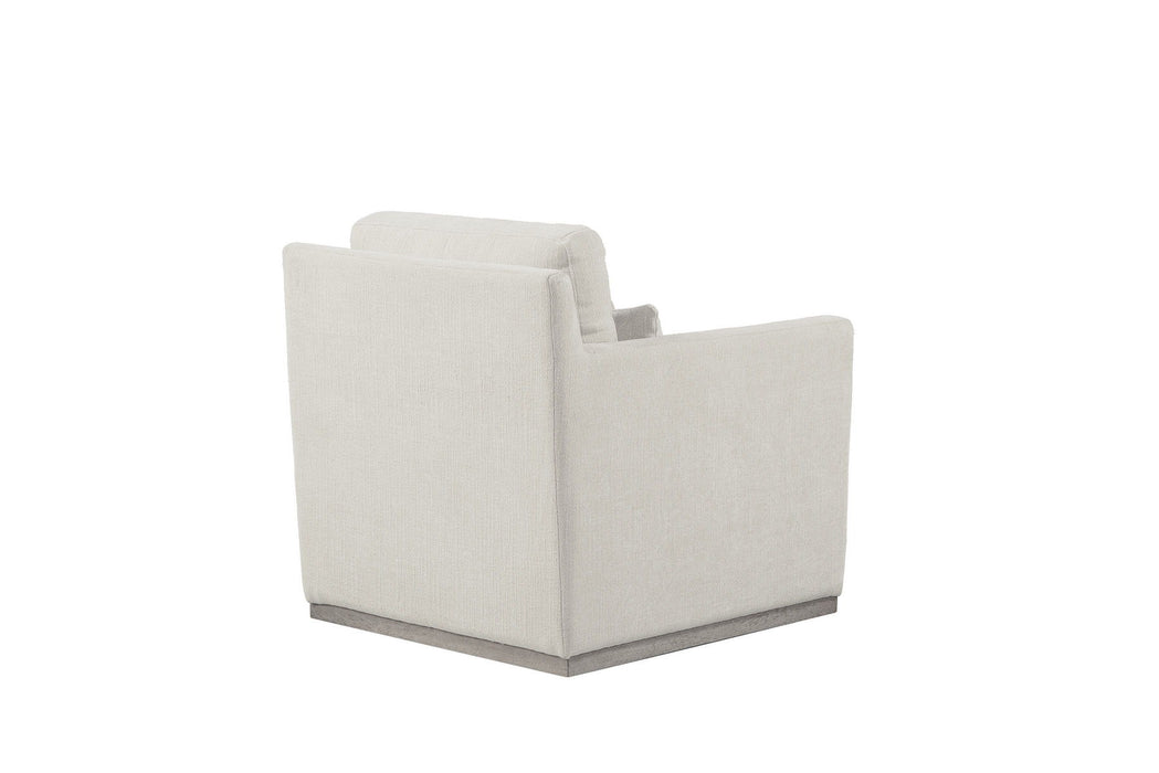 30" Contemporary Fabric Swivel Club Chair And Toss Pillow - Cream