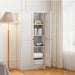 White Giga metal accent kitchen pantry cabinet with adjustable storage and four heavy-duty shelves in a modern design.