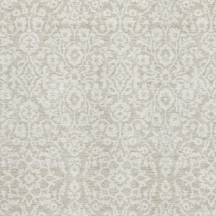 10' X 14' Damask Washable Area Rug With UV Protection (673103) - Beige / Ivory