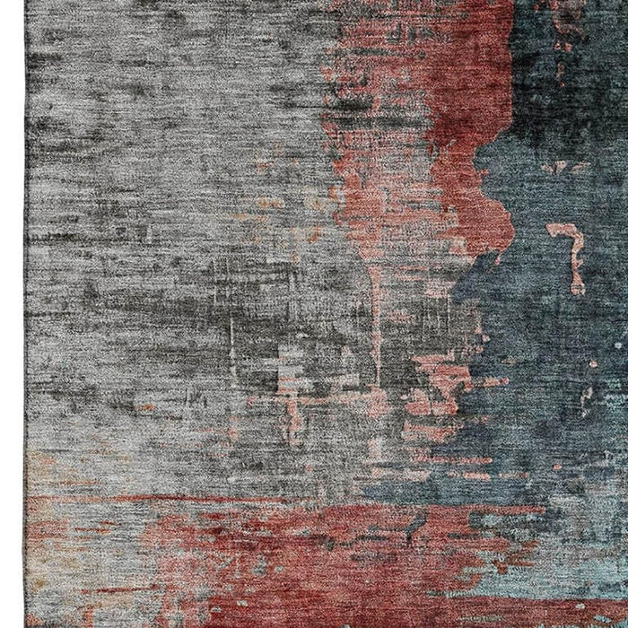 10' X 14' Abstract Washable Area Rug With UV Protection (715633) - Teal / Mauve
