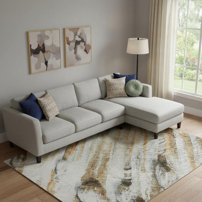 10' X 14' Abstract Washable Area Rug With UV Protection (715543) - Rust / Gray