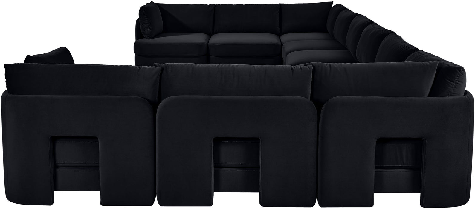 Meridian Furniture Hammond velvet performance fabric 10-piece stationary sectional sofa with plush upholstery and modern design.