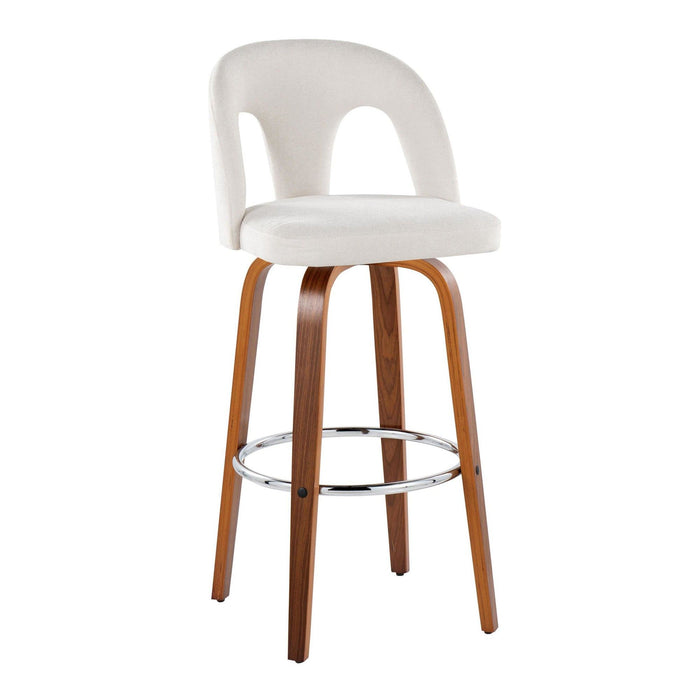 Ava - Upholstered Fixed-Height Barstool (Set of 2) - Walnut Wood Base