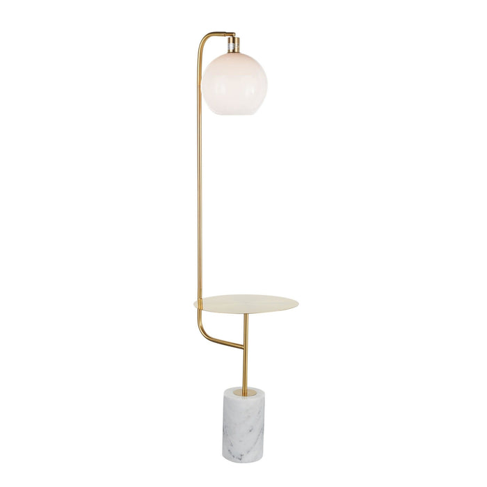 Symbol - Floor Lamp - Gold Metal Side Table And White Marble Base
