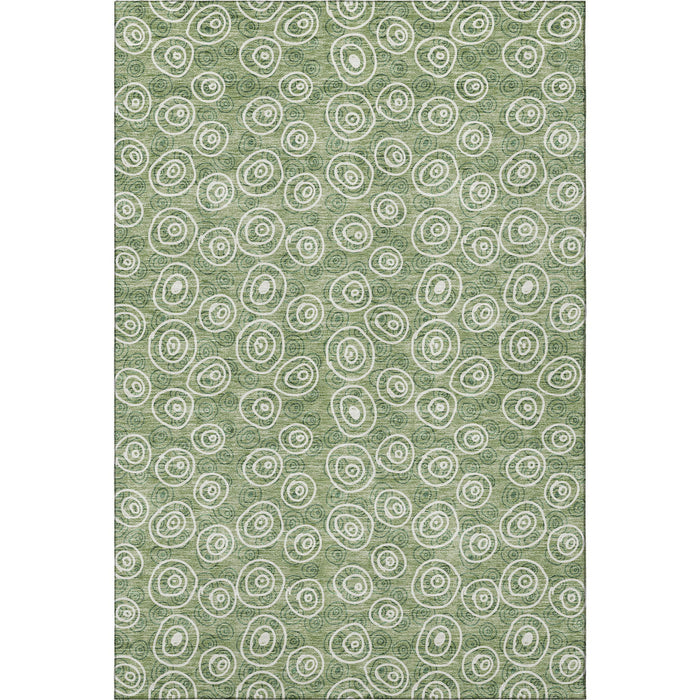 8' X 10' Polka Dot Washable Area Rug With UV Protection - Green And Ivory