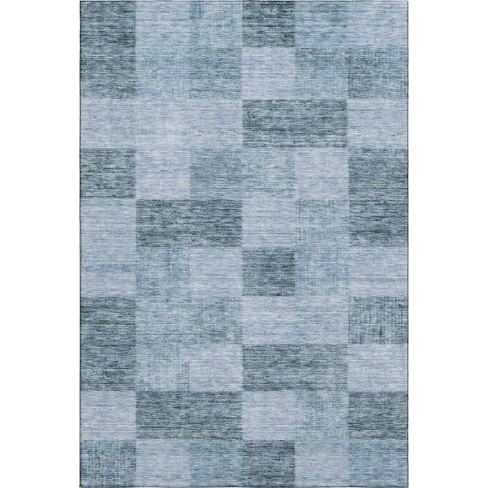 10' X 14' Geometric Washable Area Rug With UV Protection (686216) - Denim Blue / Sky Blue