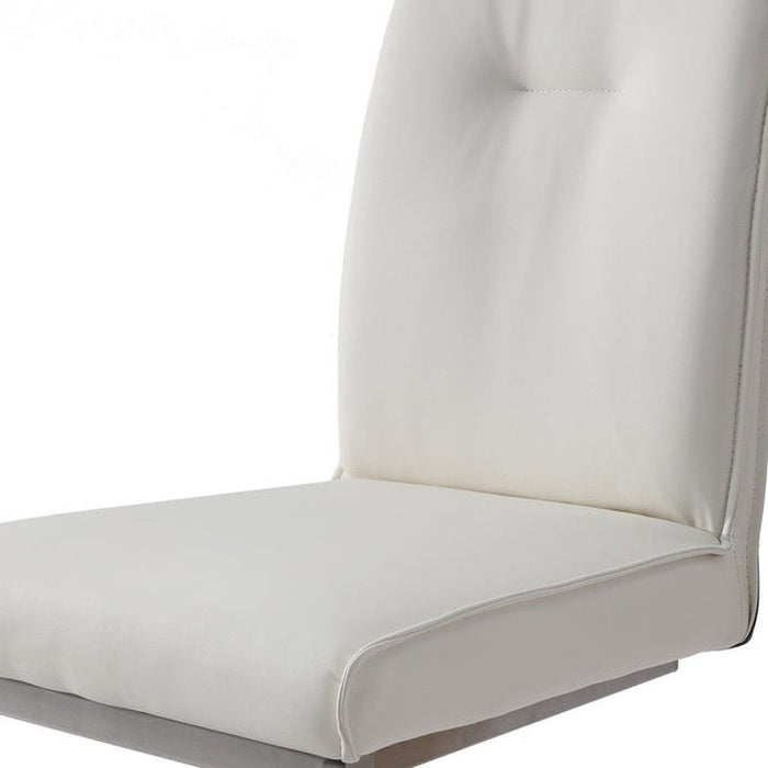 Upholstered Faux Leather Dining Side Chairs (Set of 2) - White & Silver
