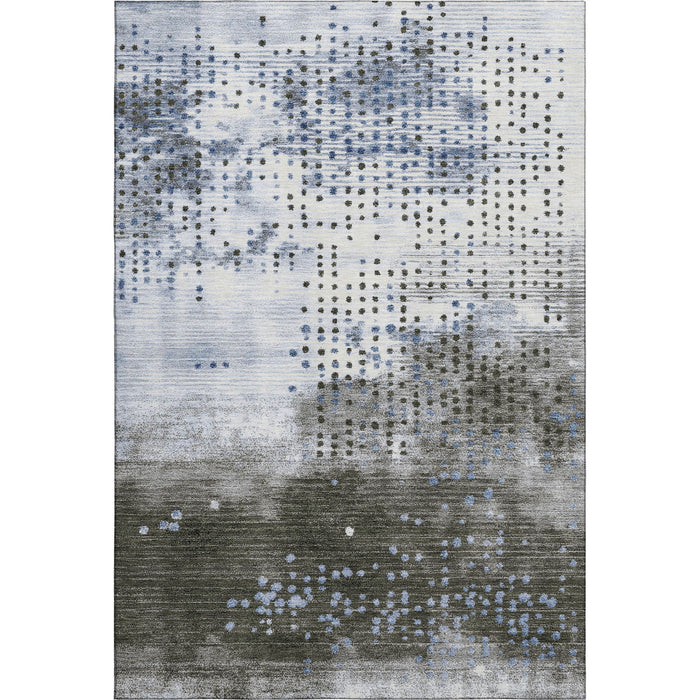 10' X 14' Geometric Washable Area Rug With UV Protection (710432) - Denim Blue / Chocolate
