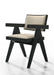 Set of two Giga Jasper dining arm chairs with upholstered beige seats and ebony black frames, modern and comfortable for dining rooms.