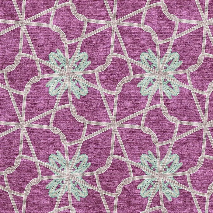 10' X 14' Geometric Washable Area Rug With UV Protection (675912) - Blush / Ivory / Beige