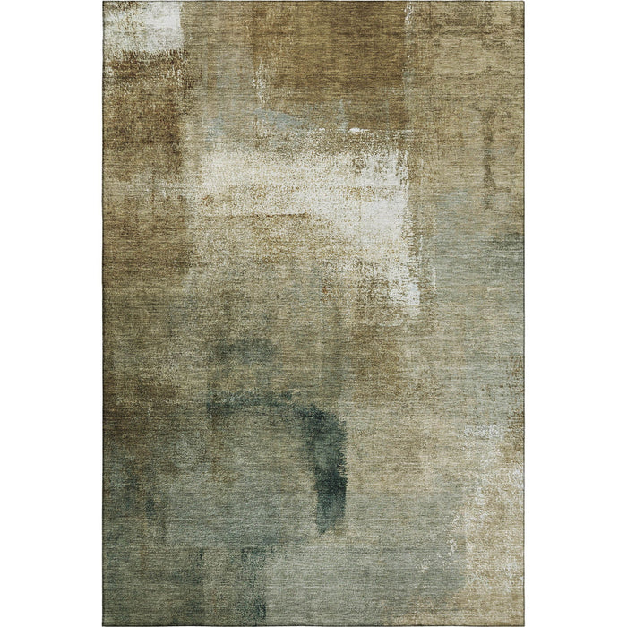 10' X 14' Abstract Washable Area Rug With UV Protection - Brown