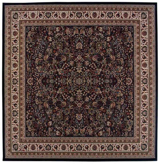 8' Oriental Square Rug - Black And Ivory