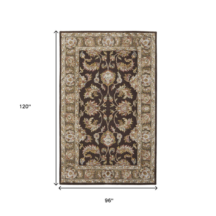 8' X 10' Oriental Hand Tufted Area Rug - Brown