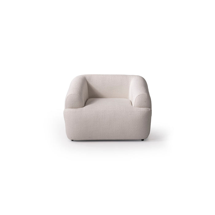 Boucle Arm Chair With Lumbar Pillow - White