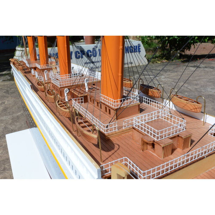 Hand Painted Model Boat (624250) - Light Brown / White