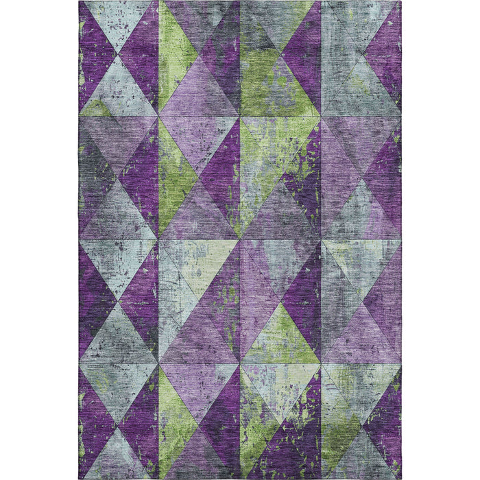 10' X 14' Geometric Washable Area Rug With UV Protection (699094) - Purple / Green / Ivory