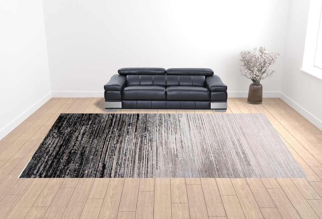 12' x 18' Gray Abstract Area Rug - Black And Dark