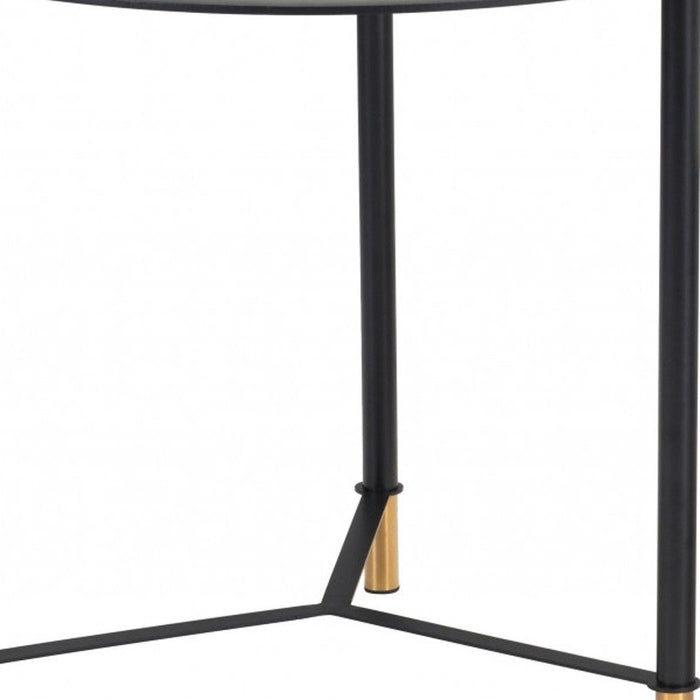 Glass Faux Marble And Steel Round Bunching Coffee Tables (Set of 2) - White And Black