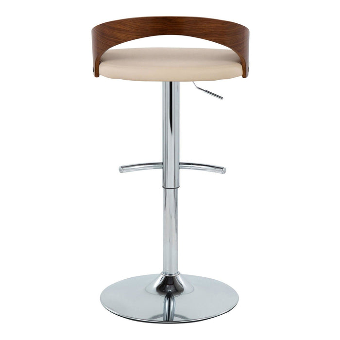 Grotto - Adjustable Barstool - Chrome Metal, Walnut Wood