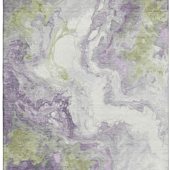 10' X 14' Abstract Washable Area Rug With UV Protection (705431) - Lavender / Green / Ivory